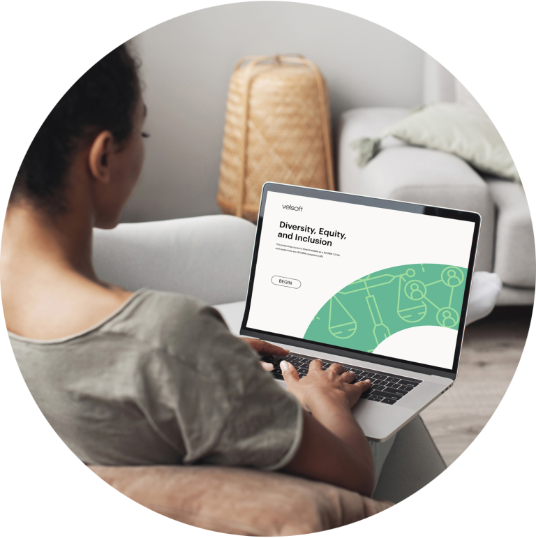 Woman on a computer taking an eLearning course