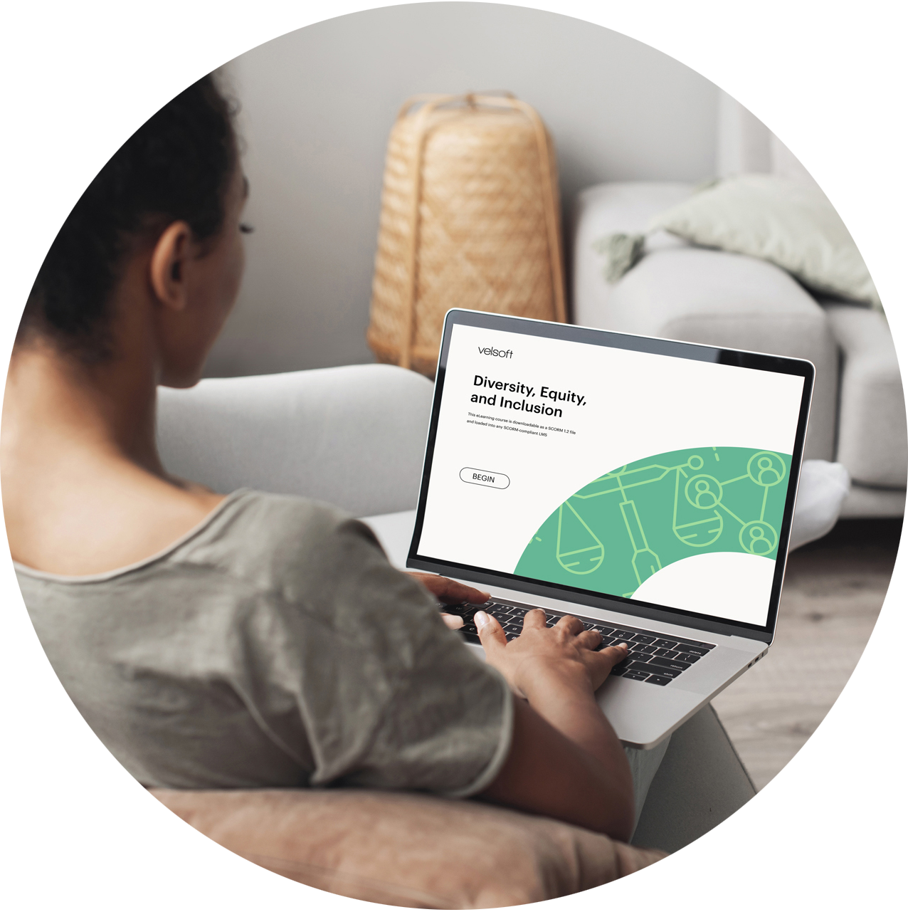 Woman on a computer taking an eLearning course