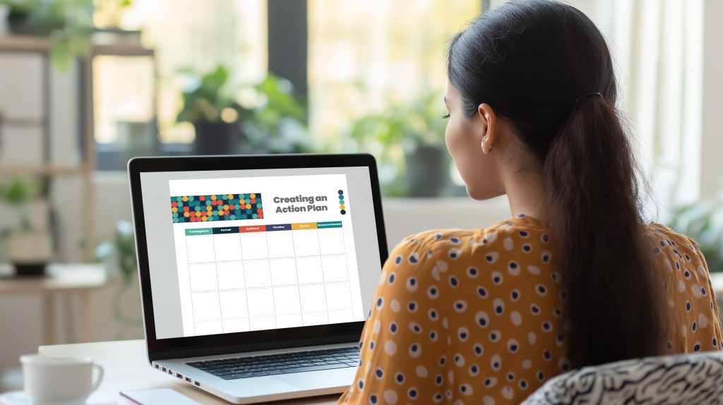 Person accessing training needs analysis on their laptop