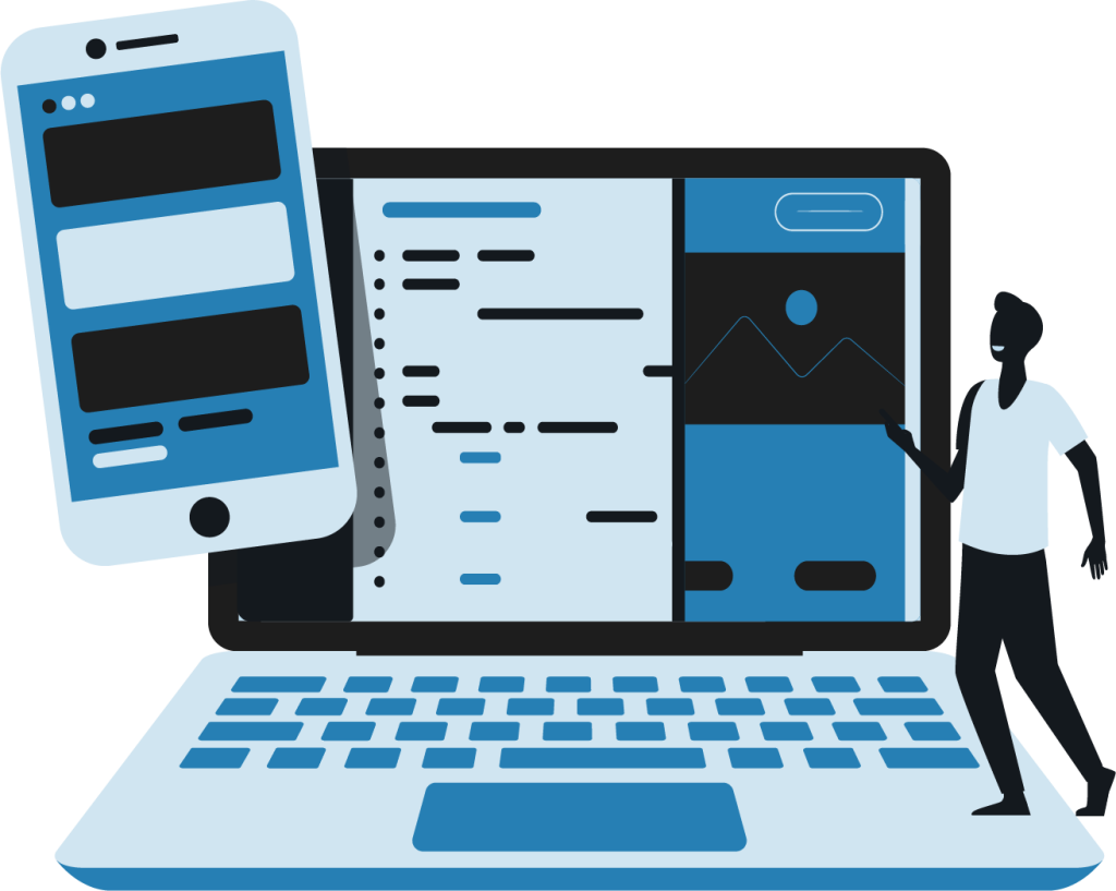 image of computer and icons for digital literacy and cyber awareness micro course