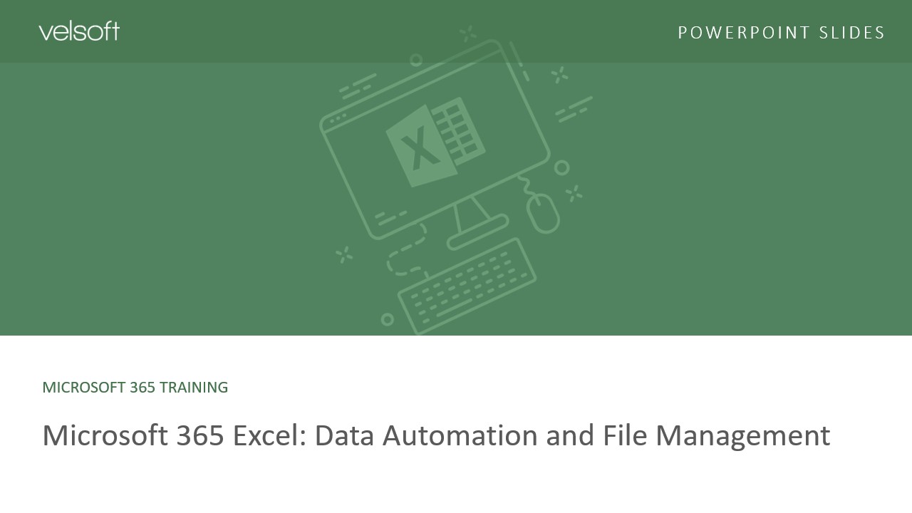 cover slide from excel training powerpoint deck