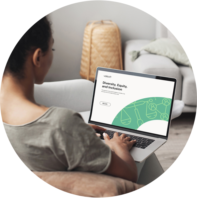 Woman on a computer taking an eLearning course